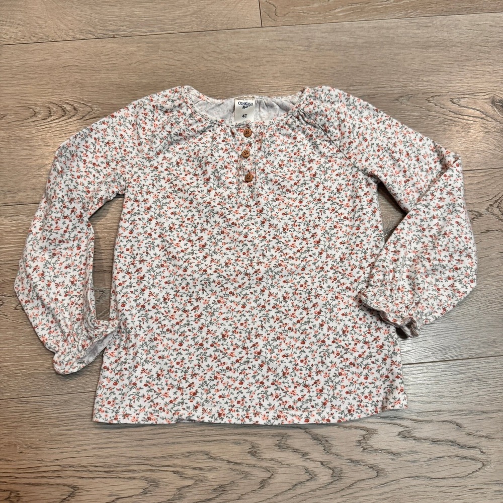 OshKosh Floral Print Long Sleeve Top Girls Shirt Casual Cute‎ 4T